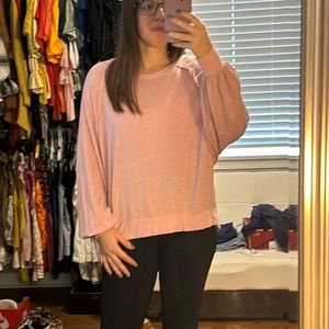 Pink balloon sleeve sweatshirt